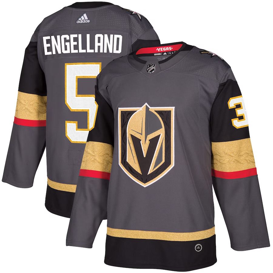 Men Vegas Golden Knights #5 Deryk Engelland adidas Gray Alternate Authentic Player NHL Jersey